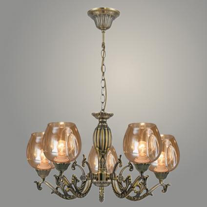 Люстра 74630/5 AB бронза (Плафон Росток QX-8) 5х40W E27 d580 h680, GNV24